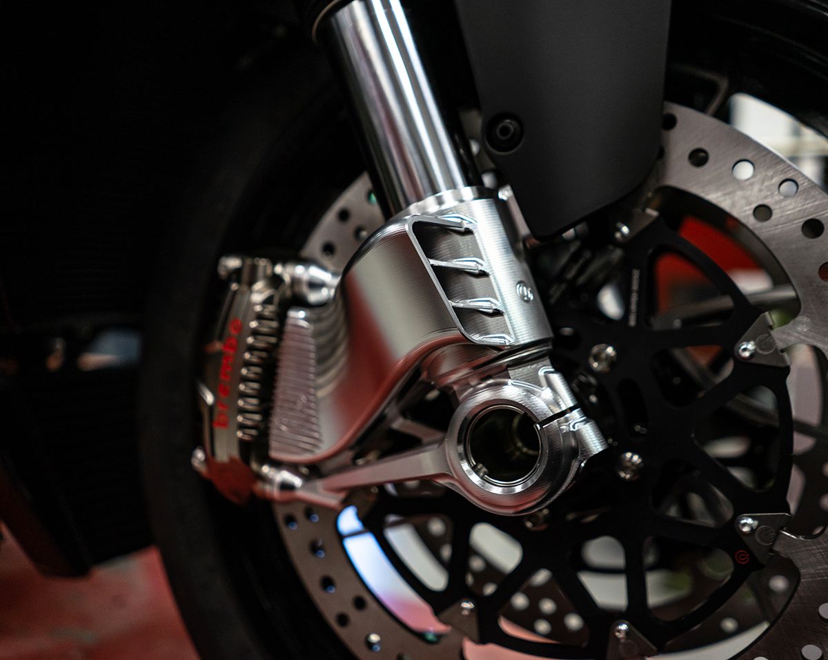 Motocorse 108mm (OE) Billet Fork Lowers (Caliper mounts) With Integrated Caliper Brake Ducts for Marzocchi For Ducati Diavel V4 Motocorse 108mm (OE) Billet Fork Lowers (Caliper mounts) With Integrated Caliper Brake Ducts for Marzocchi For Ducati Diavel V4